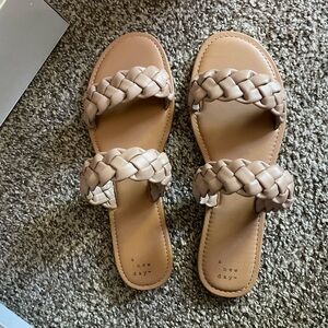 A New Day Tan Braided Sandals Slip-On Style
